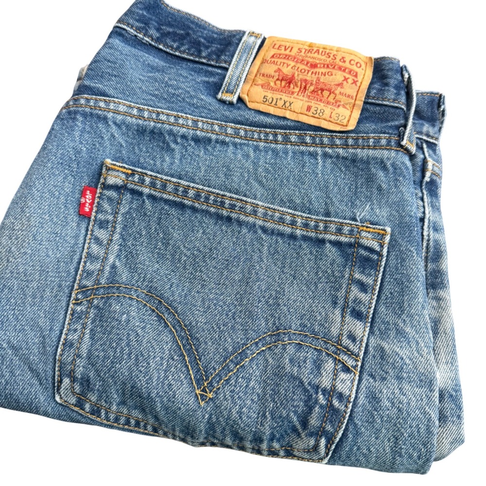Levis‎ 501XX Mens Vintage 38x32 (36x29) Blue Straight Leg Jeans Y2K Button Fly